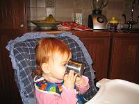  Sipping from Sue's baby cup